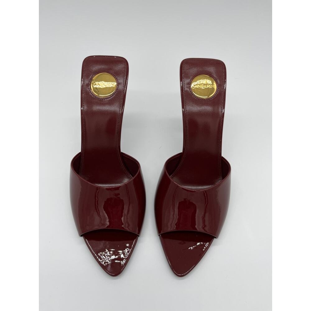 Saint Laurent Romy heeled Mules Patent Leather Stiletto Bordeaux - 38 (US 8) - Picture 5 of 13